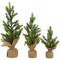 10.5", 15", & 18" Unlit Pine Artificial Christmas Tree with Burlap Base Set